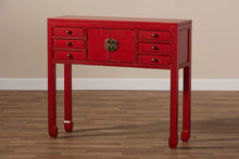 Load image into Gallery viewer, Baxton Studio Melodie Classic and Antique Red Finished Wood Bronze Finished Accents 6-Drawer Console Table
