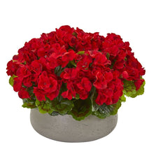 Load image into Gallery viewer, Geranium Artificial Plant in Stone Planter UV Resistant (Indoor/Outdoor)
