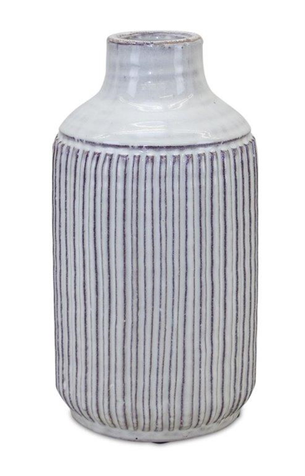 Rustic Ribbed Terra Cotta Vase 12.25