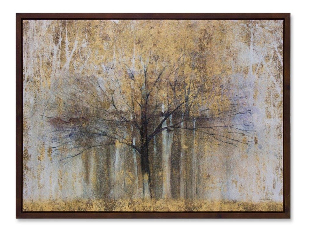 Painted Landscape Canvas Wall DŽcor with Wood Frame and Gold Finish 31.5