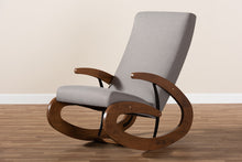 Load image into Gallery viewer, Baxton Studio Kaira Modern and Contemporary Gray Fabric Upholstered and Walnut-Finished Wood Rocking Chair
