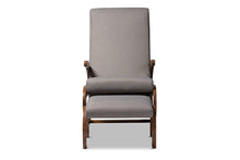Load image into Gallery viewer, Baxton Studio Kaira Modern and Contemporary 2-Piece Gray Fabric Upholstered and Walnut-Finished Wood Rocking Chair and Ottoman Set
