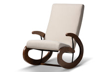 Load image into Gallery viewer, Baxton Studio Kaira Modern and Contemporary Light Beige Fabric Upholstered and Walnut-Finished Wood Rocking Chair
