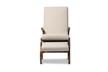 Load image into Gallery viewer, Baxton Studio Kaira Modern and Contemporary 2-Piece Light Beige Fabric Upholstered and Walnut-Finished Wood Rocking Chair and Ottoman Set
