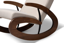 Load image into Gallery viewer, Baxton Studio Kaira Modern and Contemporary 2-Piece Light Beige Fabric Upholstered and Walnut-Finished Wood Rocking Chair and Ottoman Set
