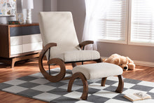 Load image into Gallery viewer, Baxton Studio Kaira Modern and Contemporary 2-Piece Light Beige Fabric Upholstered and Walnut-Finished Wood Rocking Chair and Ottoman Set
