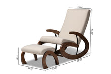 Load image into Gallery viewer, Baxton Studio Kaira Modern and Contemporary 2-Piece Light Beige Fabric Upholstered and Walnut-Finished Wood Rocking Chair and Ottoman Set
