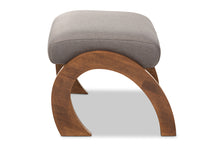 Load image into Gallery viewer, Baxton Studio Sandrine Modern and Contemporary Grey Fabric Upholstered Walnut Brown Finished Wood Ottoman
