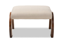Load image into Gallery viewer, Baxton Studio Sandrine Modern and Contemporary Light Beige Fabric Upholstered Walnut Brown Finished Wood Ottoman
