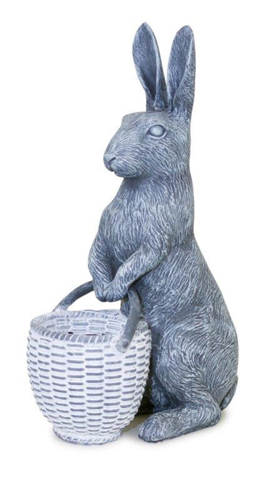 Standing Rabbit Figurine with Basket Accent 10.5