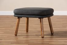 Load image into Gallery viewer, Baxton Studio Lovise Mid-Century Modern Dark Grey Fabric Upholstered Walnut Brown Finished Wood Ottoman
