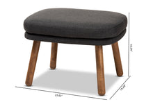 Load image into Gallery viewer, Baxton Studio Lovise Mid-Century Modern Dark Grey Fabric Upholstered Walnut Brown Finished Wood Ottoman
