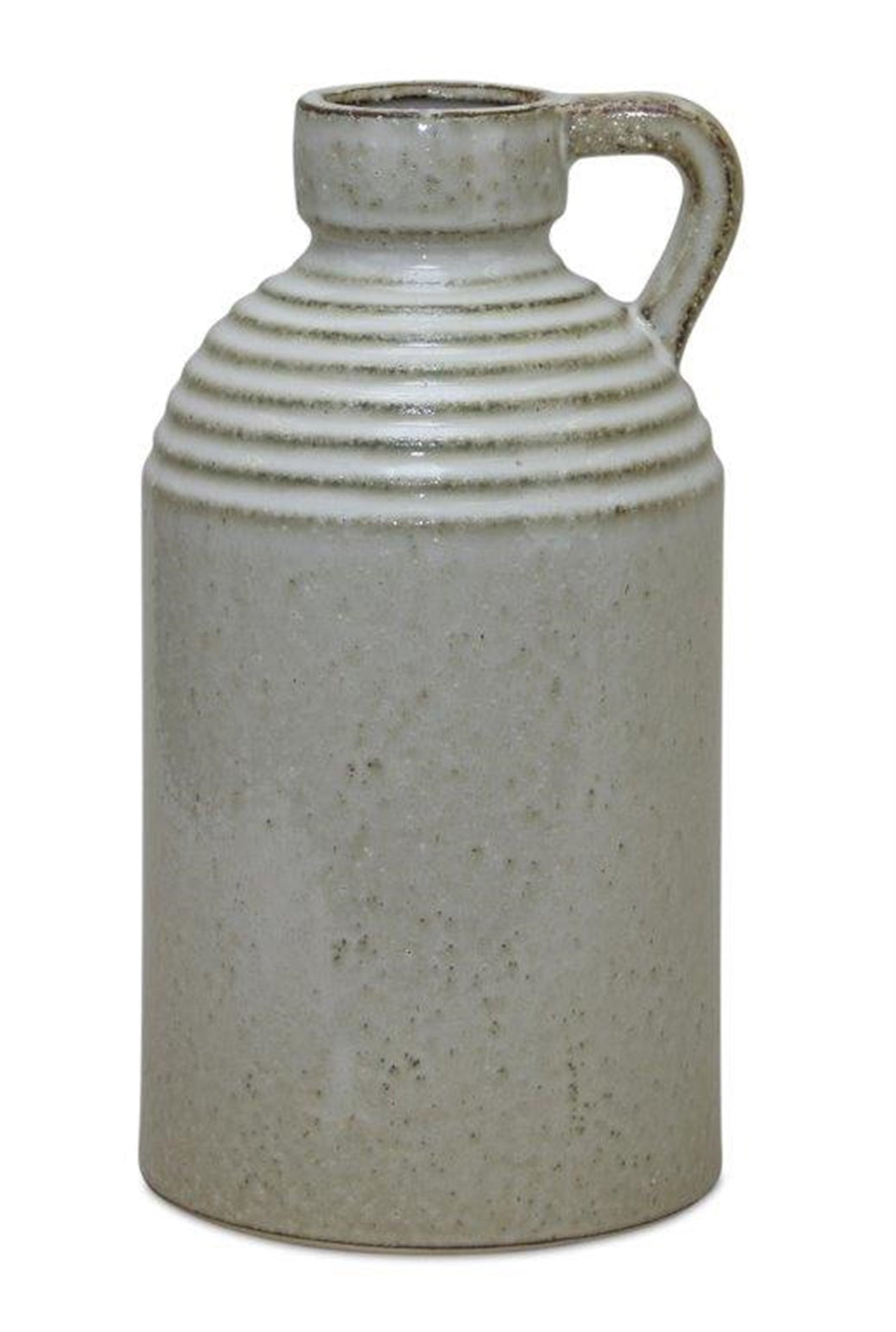 Rustic Ceramic Jug Vase with Washed Cream Finish 11.75