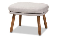 Load image into Gallery viewer, Baxton Studio Lovise Mid-Century Modern Greyish Beige Fabric Upholstered Walnut Brown Finished Wood Ottoman
