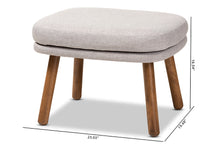 Load image into Gallery viewer, Baxton Studio Lovise Mid-Century Modern Greyish Beige Fabric Upholstered Walnut Brown Finished Wood Ottoman
