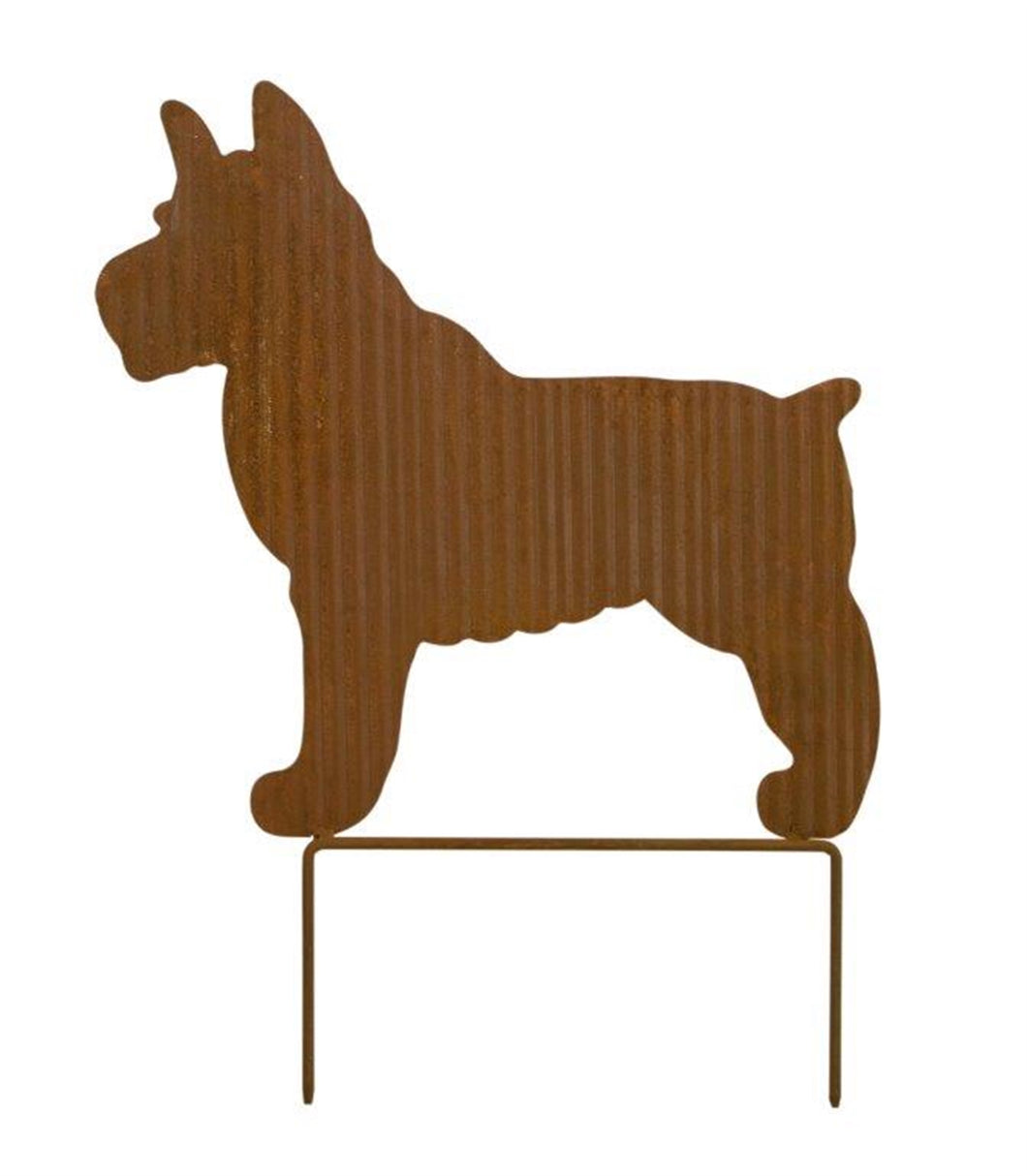 Terrier Dog Silhouette Garden Stake with Rustic Finish 15.75