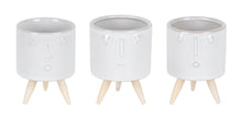 Load image into Gallery viewer, Porcelain Face Planter with Wooden Legs (Set of 3)
