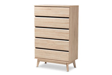 Load image into Gallery viewer, Baxton Studio Miren Mid-Century Modern Light Oak and Dark Grey 5-Drawer Chest

