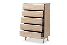 Load image into Gallery viewer, Baxton Studio Miren Mid-Century Modern Light Oak and Dark Grey 5-Drawer Chest
