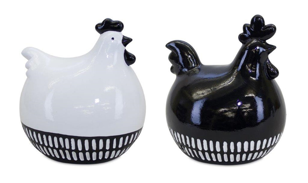 Modern Black and White Chicken DŽcor (Set of 2)
