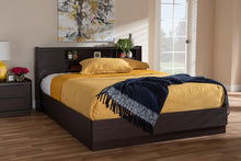 Load image into Gallery viewer, Baxton Studio Larsine Modern and Contemporary Brown Finished Queen Size Platform Storage Bed
