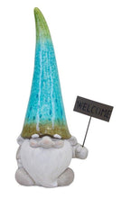 Load image into Gallery viewer, Terra Cotta Garden Gnome Statue with Welcome Sign 24&quot;H

