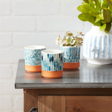 Load image into Gallery viewer, Watercolor Planter with Terra Cotta Accent (Set of 3)
