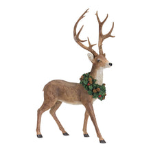 Load image into Gallery viewer, Holiday Standing Deer Figurine with Wreath Accent (Set of 2)
