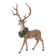 Load image into Gallery viewer, Holiday Standing Deer Figurine with Wreath Accent (Set of 2)
