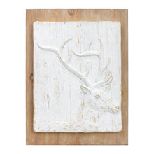 Load image into Gallery viewer, White Washed Wood Design Deer and Moose Wall DŽcor (Set of 2)
