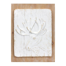 Load image into Gallery viewer, White Washed Wood Design Deer and Moose Wall DŽcor (Set of 2)
