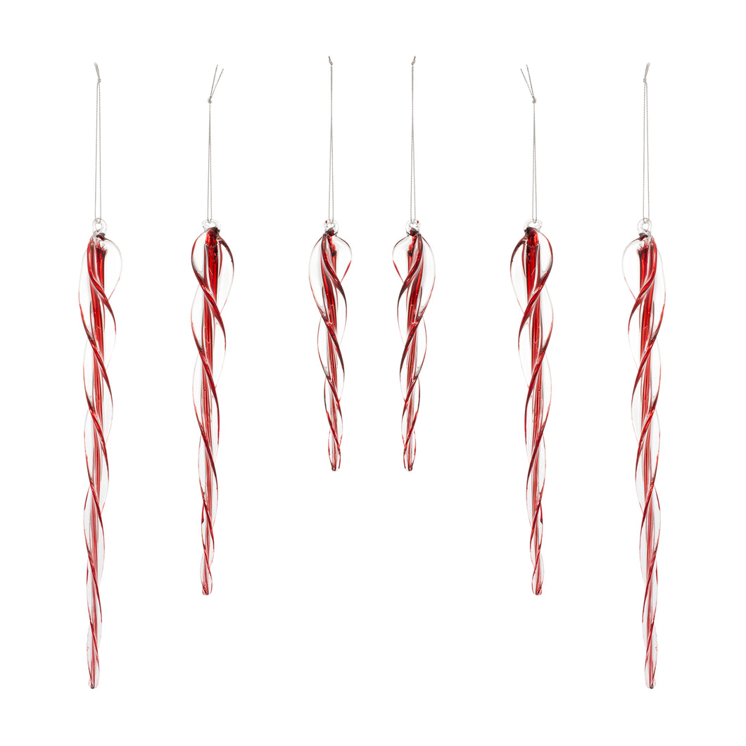 Spiral Glass Icicle Drop Ornament (Set of 6)