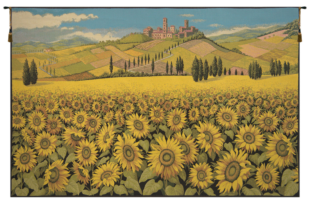 Tuscan Sunflower Landscape Italian Tapestry