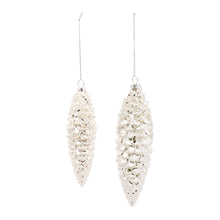 Load image into Gallery viewer, White Frosted Pinecone Drop Ornament (Set of 12)
