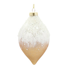 Load image into Gallery viewer, Beaded Gold Glass Ornament with Snowy Accent (Set of 6)
