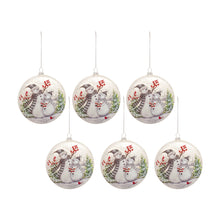 Load image into Gallery viewer, Whimsical Snowman Disc Ornament with Snowy Cardinal Scene (Set of 6)
