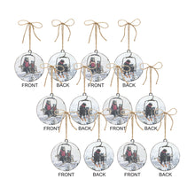 Load image into Gallery viewer, Black Bears on Ski Lift Disc Ornament with Jute Hanger (Set of 12)
