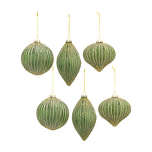 Load image into Gallery viewer, Ribbed Glass Ornament with Gold Accent (Set of 6)
