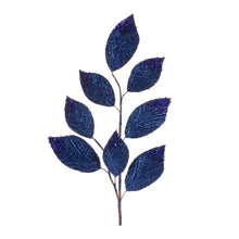 Load image into Gallery viewer, Navy Magnolia Leaf Spray with Bead Accent (Set of 6)
