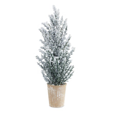 Load image into Gallery viewer, Flocked Holiday Pine Tree with Plastic Pot (Set of 4)
