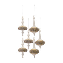 Load image into Gallery viewer, Modern Glass Finial Ornament with Gold Bead Accent (Set of 6)
