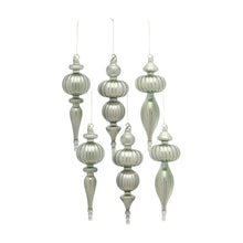 Load image into Gallery viewer, Sage Green Glass Finial Drop Ornament (Set of 6)
