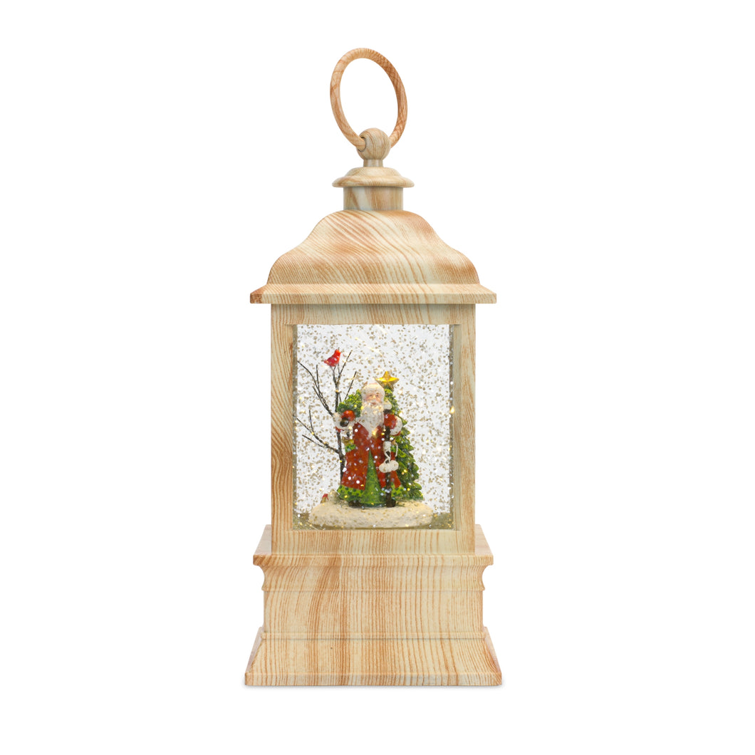 LED Snow Globe Lantern with Santa and Wood Grain Design 9