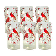 Load image into Gallery viewer, Frosted Glass Votive Holder with Beaded Cardinal Bird Design (Set of 6)
