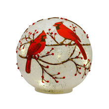 Load image into Gallery viewer, LED Frosted Cardinal Orb with Berry Branch Design (Set of 3)
