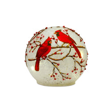Load image into Gallery viewer, LED Frosted Cardinal Orb with Berry Branch Design (Set of 3)
