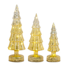 Load image into Gallery viewer, LED Lighted Mercury Glass Holiday Tree DŽcor (Set of 3)
