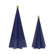 Load image into Gallery viewer, Modern Navy Holiday Tree DŽcor with Etched Design (Set of 2)
