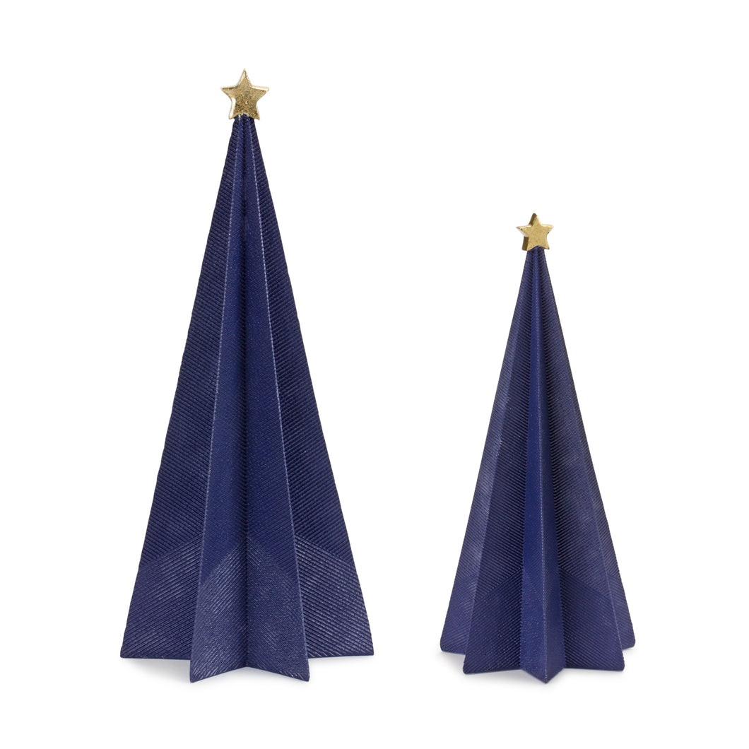 Modern Navy Holiday Tree DŽcor with Etched Design (Set of 2)
