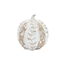 Load image into Gallery viewer, White Washed Wood Design Pumpkin with Leaf Pattern (Set of 3)
